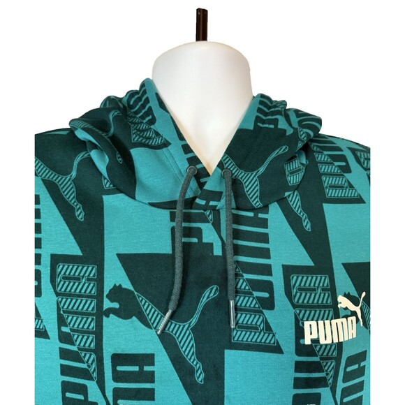 PUMA Mens Power AOP Graphic Athletic Outerwear Hoodie Teal XL - Picture 4 of 11